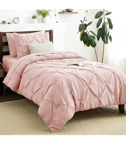Amazon.com: CozyLux Twin XL Comforter Set Peach Pink, 5 Pieces